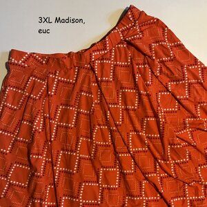 3XL Lularoe Madison skirt, orange with red and white dots